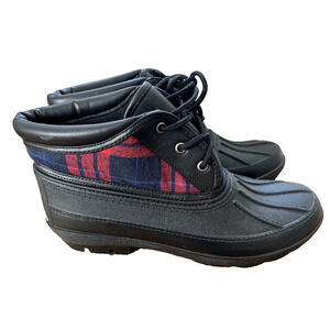 New Athletech Buffalo Plaid Aileen Lace Up Duck Boots Black Women's Size 9